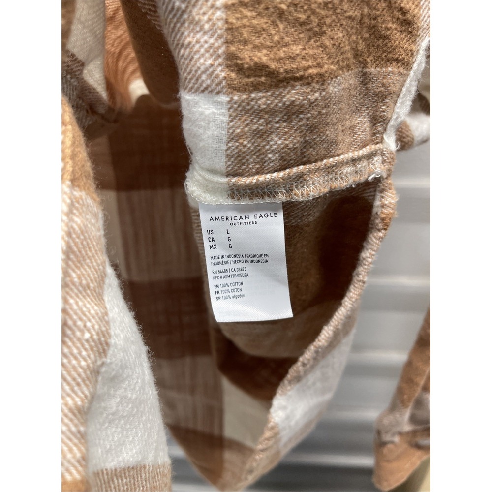 American Eagle Outfitters Women's Large Soft Plaid Long Sleeve Shirt MSRP 49.95 - Picture 3 of 5